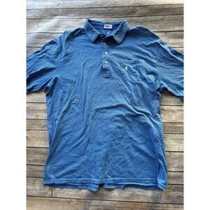 Johnnie-O PREP cotton Blue Striped Golf Mens Polo Shirt Large Wild Dunes